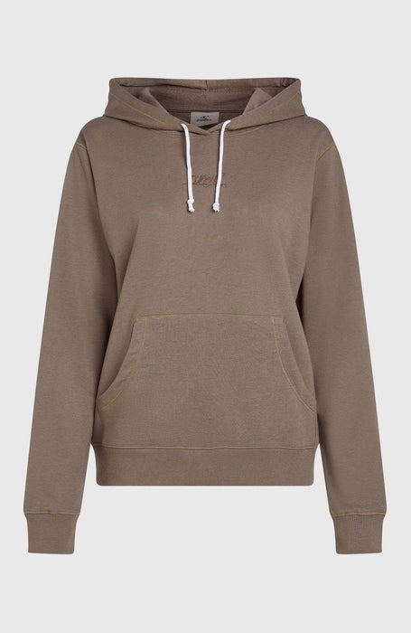 O'Neill Essentials khaki hoodie with front pocket and white drawstrings, surf clothing