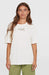 O'Neill Essentials script logo white women's surf t-shirt, model wearing with green pants
