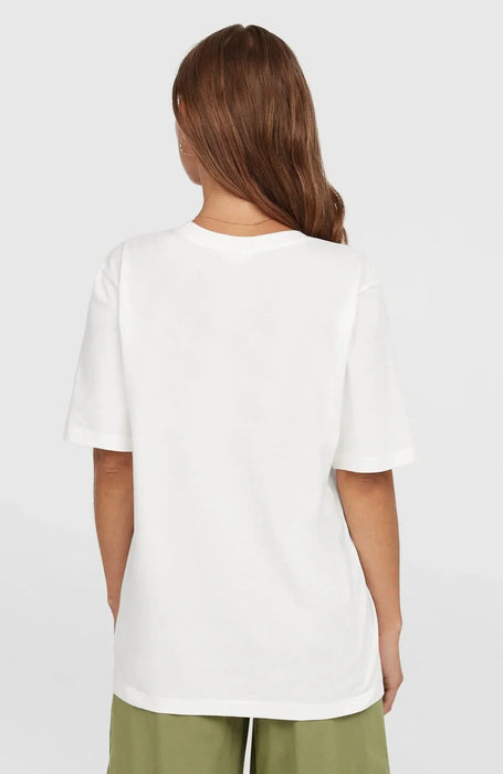 O'Neill Essentials script tee, snow white, back view, surf clothing for watersports