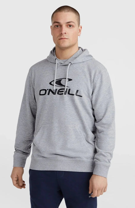 O'Neill grey logo hoodie, mens surf clothing, watersports apparel, front view