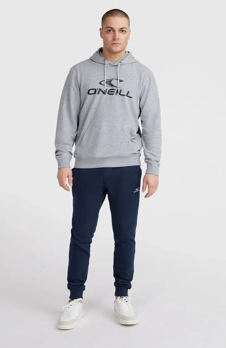 O'Neill logo hoodie in silver melee, surf clothing for men, shown on model front view