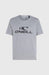 O'Neill grey logo t-shirt for watersports, short sleeve, crew neck, front print design