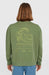 O'Neill green crew sweatshirt with surf shop back print, surf clothing for watersports.
