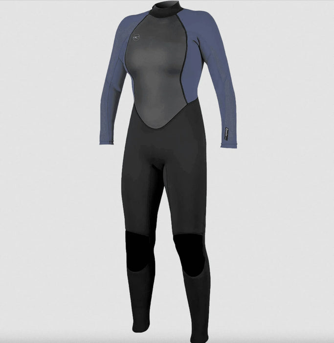 O'Neill Women's Reactor 2 3/2mm Back Zip Full wetsuit in black and mist color