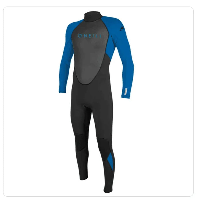 O'Neill Youth Reactor 2 3/2mm full wetsuit, black with blue sleeves, back zip design