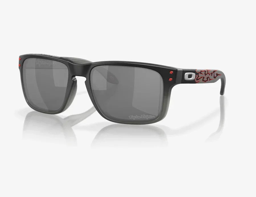 Oakley Holbrook black fade sunglasses with Prizm black lenses and red graphic arms