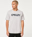 Oakley grey t-shirt with bold logo, casual surf clothing for watersports enthusiasts