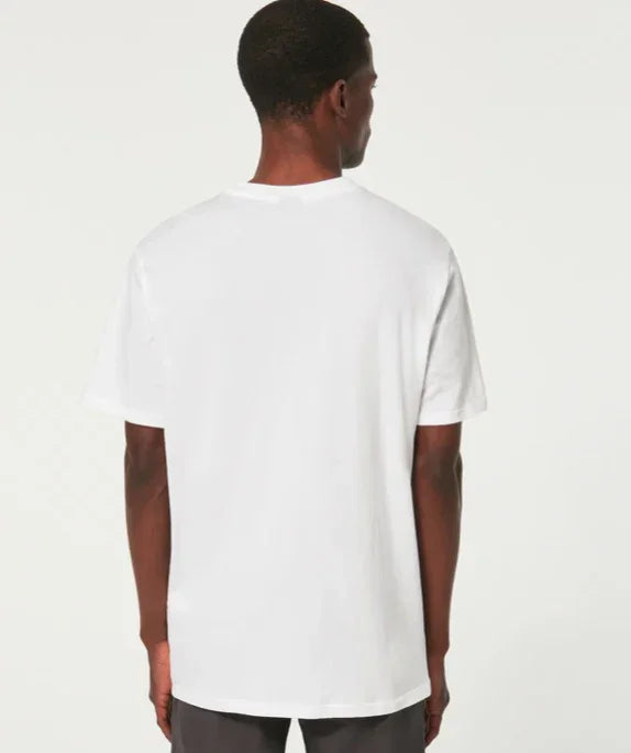 Back view of Oakley O Bark 2.0 white t-shirt, short sleeve surf clothing