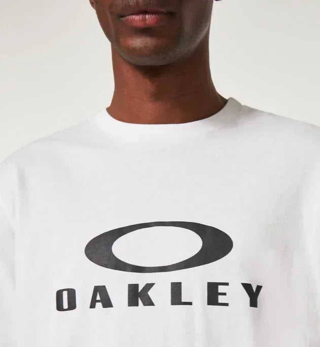 Oakley white t-shirt with black logo, surf clothing for watersports