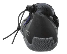 O'Neill Superfreak Tropical 2mm Round Toe wetsuit shoe, black, rear view with drawstring