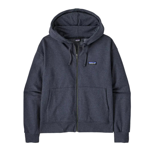 Patagonia Ahnya full zip hoody in sunken blue, surf clothing, front view with pockets and hood