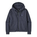 Patagonia Ahnya full zip hoody in sunken blue, surf clothing, front view with pockets and hood