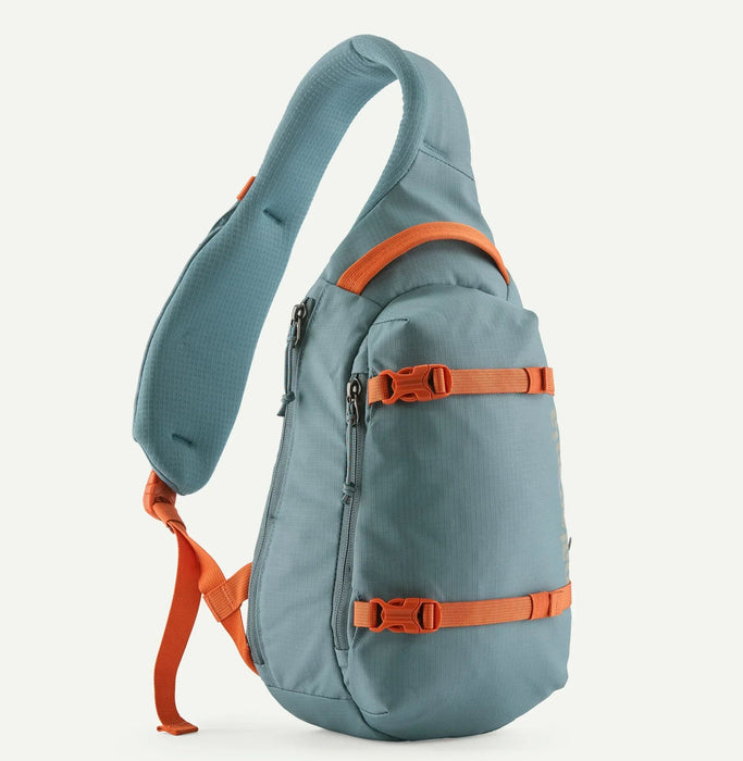 Patagonia Atom Sling Bag 8L in Blue Sage with orange straps