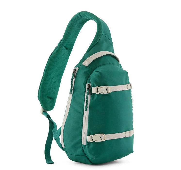 Patagonia Atom Sling Bag 8L in Gem Green with white zips
