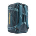 Teal and gray backpack with Patagonia logo on a white background