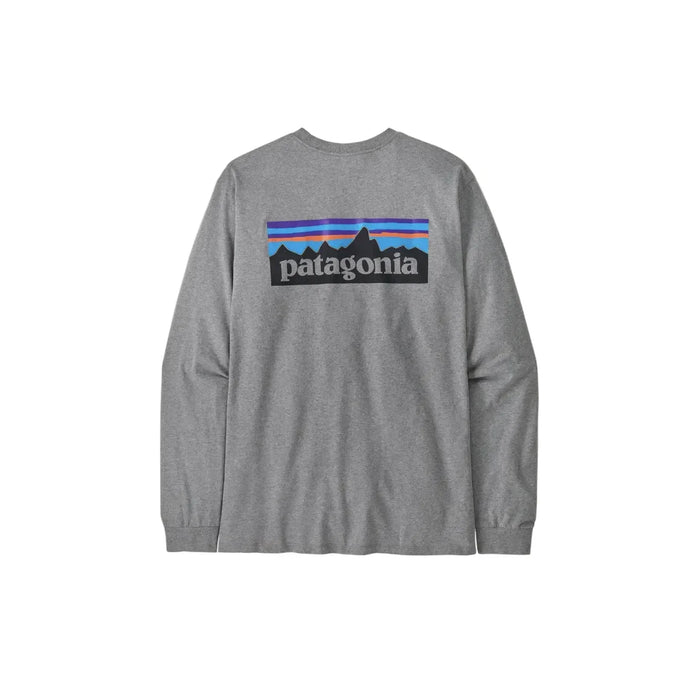 Patagonia Long Sleeved P-6 Logo Responsibili-Tee Gravel Heather