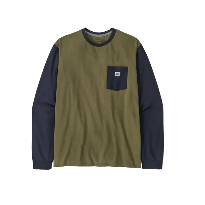 Patagonia Long-Sleeved Shop Sticker Pocket Responsibili-Tee Tent Green
