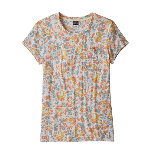 Patagonia Mainstay Tee Aurea Blooms Raw Linen, floral print women's t-shirt, short sleeves