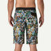 Patagonia men's Hydropeak boardshorts in undersea black with floral print, back view