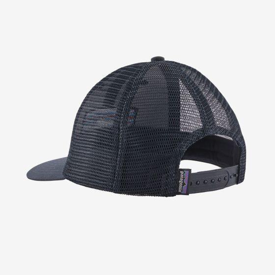 Patagonia navy mesh trucker cap with adjustable snapback, back view