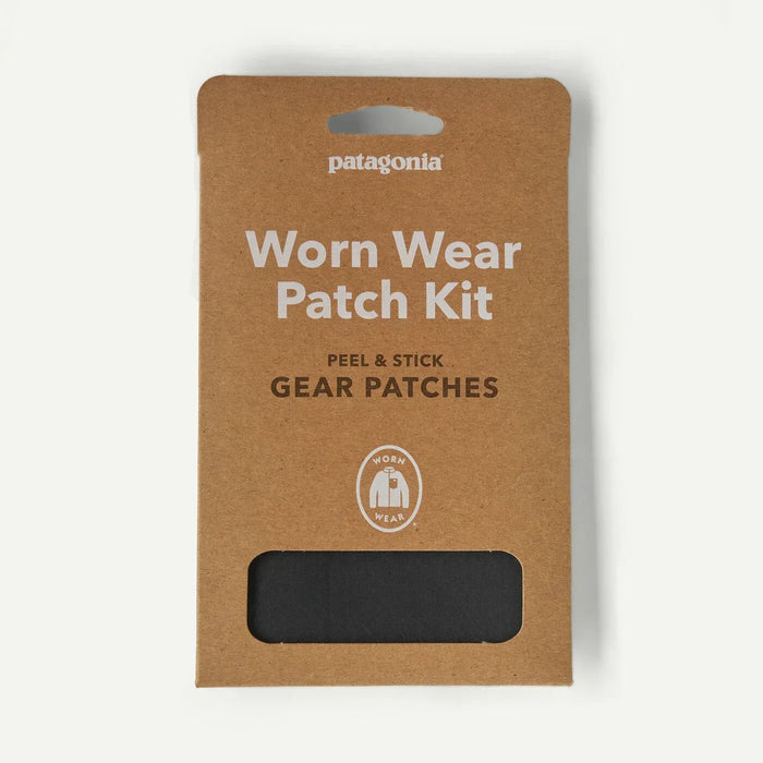 Patagonia Worn Wear Patch Kit brown packaging for peel and stick gear repair patches