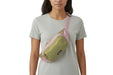 Two-toned Patagonia waist bag with pink and green colors on a white background