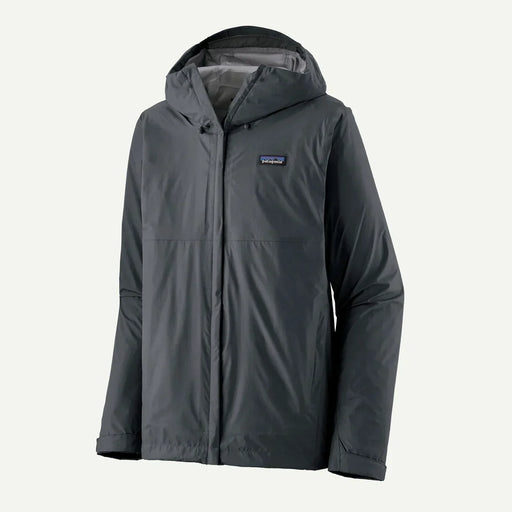 Patagonia Torrentshell 3L rain jacket in smolder blue with hood, waterproof outerwear