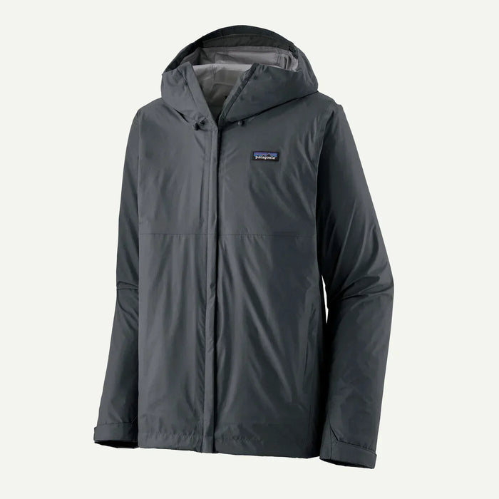Patagonia Torrentshell 3L rain jacket in smolder blue with hood, waterproof outerwear