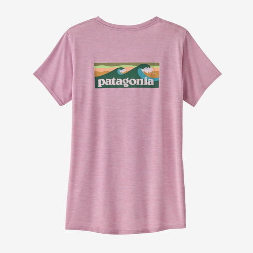 PatagoniacCapilene Cool Daily Graphic Shirt - Waters Boardshort Logo: Milkweed Mauve X-Dye - Boardworx