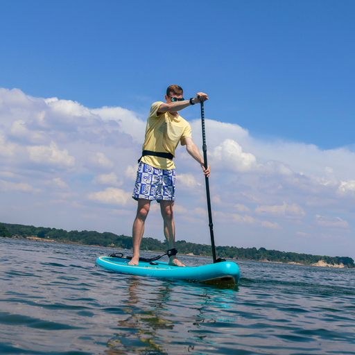 Sandbanks Style Pro X Agadir all-round inflatable paddle board being paddled on coastal water