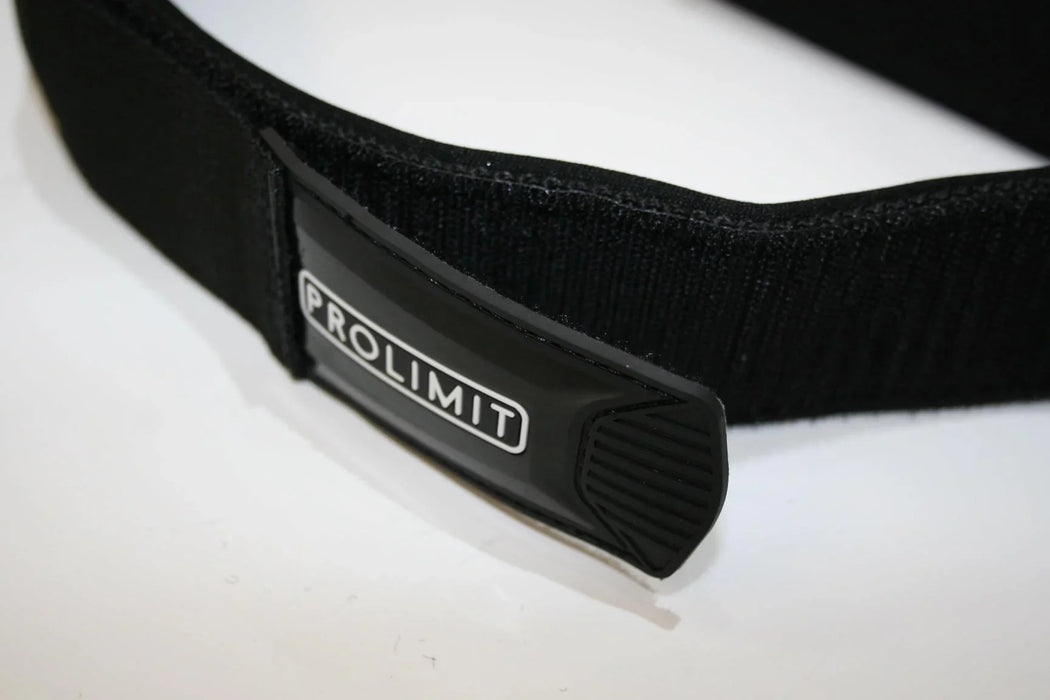 Prolimit black waist belt for wingfoil watersports with logo close-up