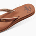 Reef Cushion Sands espresso flip flop with patterned strap, beach footwear.