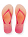 Reef Escape Lux ladies flip flops ombre sunset with pink straps on white background