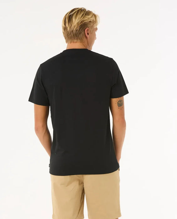 Rip Curl black short sleeve t-shirt, back view, surf clothing for men