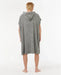 Rip Curl olive hooded towel poncho for watersports, shown on person from the back.
