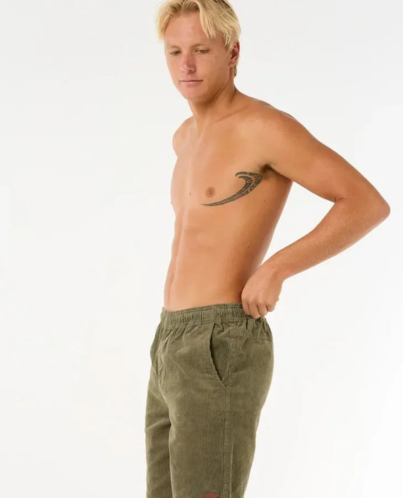 Rip Curl Classic Surf cord volley shorts in dusty olive, shown on male model