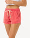 Rip Curl hibiscus red women's surf shorts with drawstring and side pockets