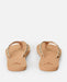 Rip Curl open toe flip flops with natural beige sole and leopard print straps