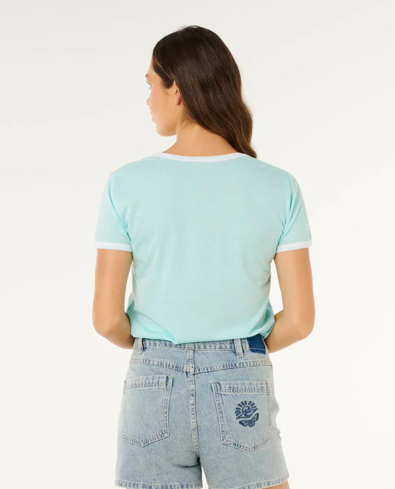 Rip Curl Hotel Malibu V-Neck Tee Light Sea Blue