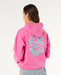 Rip Curl Icons of Surf Heritage hoodie in super pink with large blue surf graphic on back