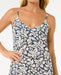 Rip Curl mini dress with navy and white floral print and thin straps, summer surf clothing