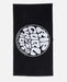 Rip Curl black surf towel with bold white logo, ideal for watersports and beach use