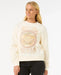 Rip Curl Luna relaxed crew sweatshirt in bone with sun graphic, worn by woman