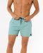 Rip Curl men's volley board shorts in blue lagoon with black drawstring, watersports swimwear