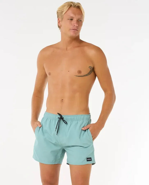 Rip Curl men's blue lagoon volley swim shorts with drawstring waist and side pockets