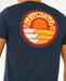 Rip Curl navy surf t-shirt with retro sun and wave graphic on back