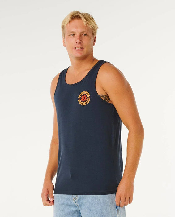 Rip Curl dark navy tank top with logo, surf clothing, watersports apparel