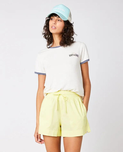 Rip Curl Ringer Neon Off White Ladies T-Shirt - Boardworx