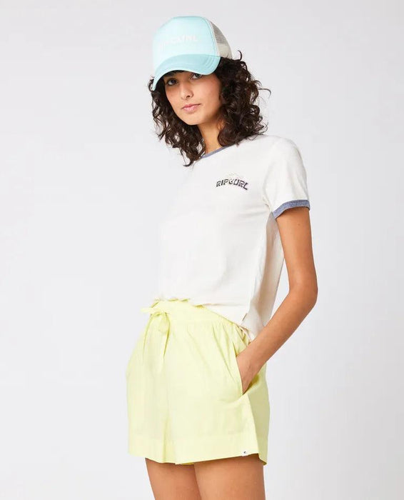 Rip Curl Ringer Neon Off White Ladies T-Shirt - Boardworx