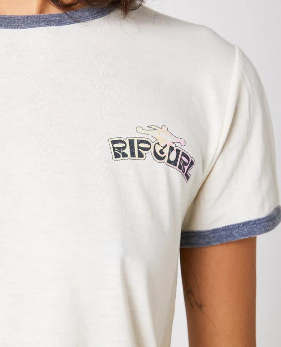 Rip Curl Ringer Neon Off White Ladies T-Shirt - Boardworx